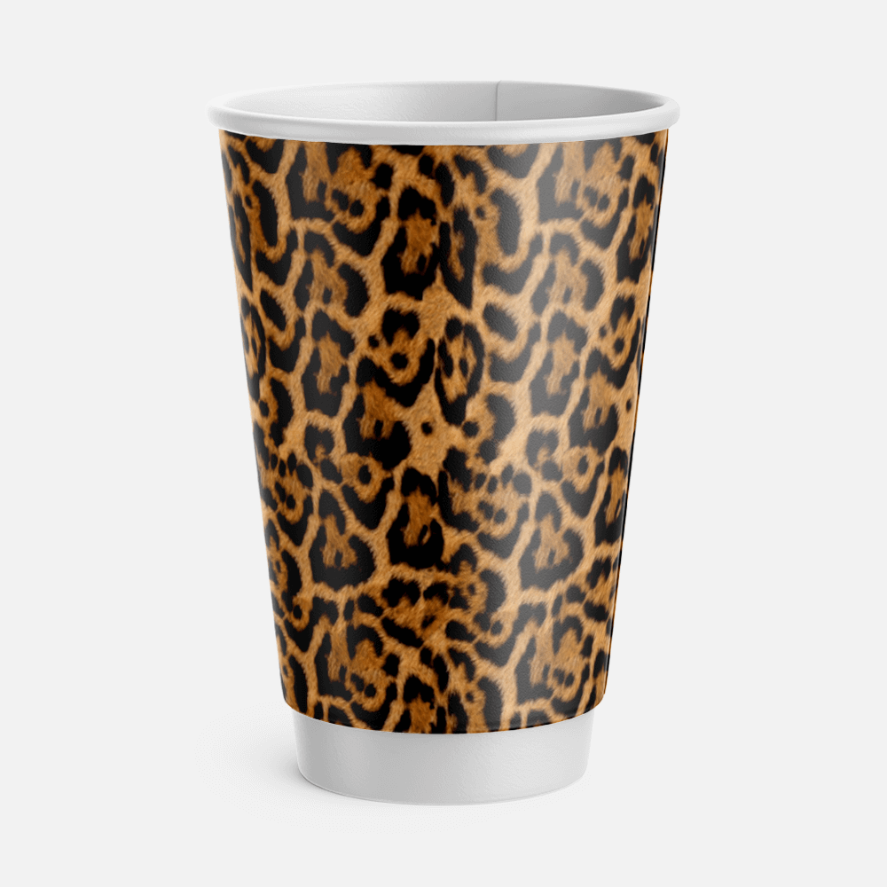 Двухслойный бумажный стакан 450 мл Леопард
