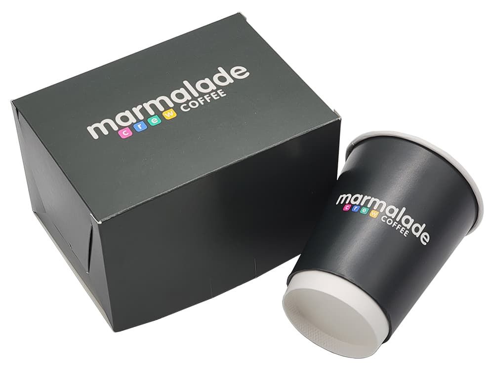Комплект: коробка под пирожные + бумажные стаканчики для кафе Marmalade