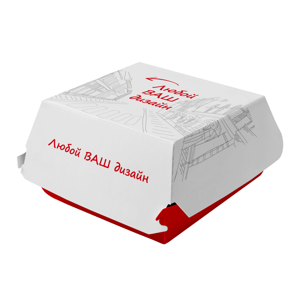 Бумажная коробка для бургера 120х120х95 мм самосборная