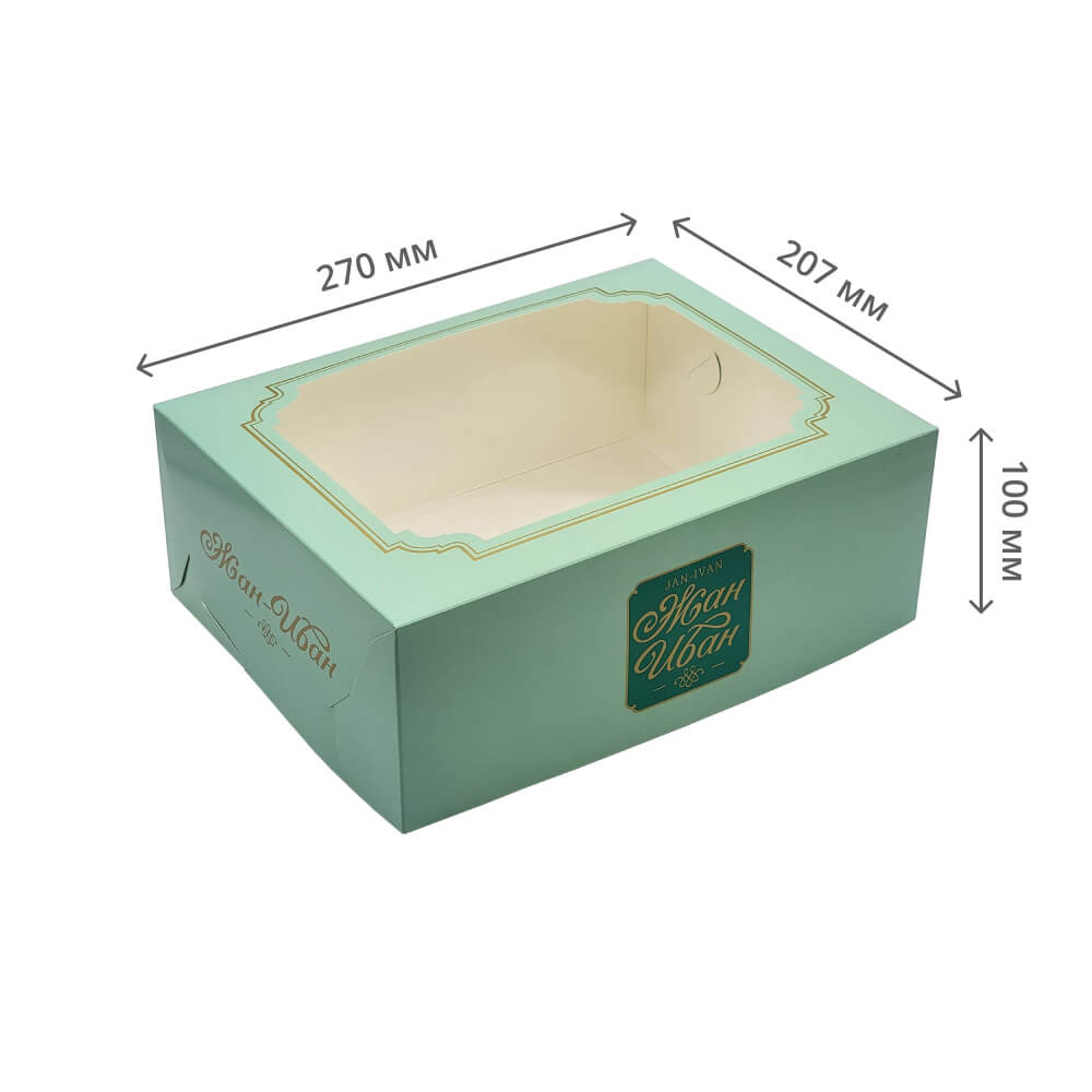 Бумажная коробка для пирогов/чизкейка 270х207х100 мм (самосборная)