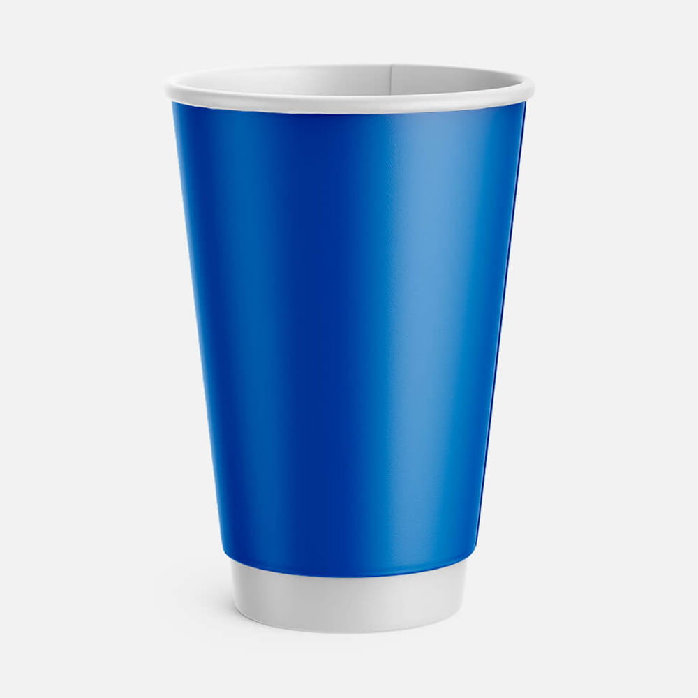 Синий двухслойный бумажный стакан 450 мл