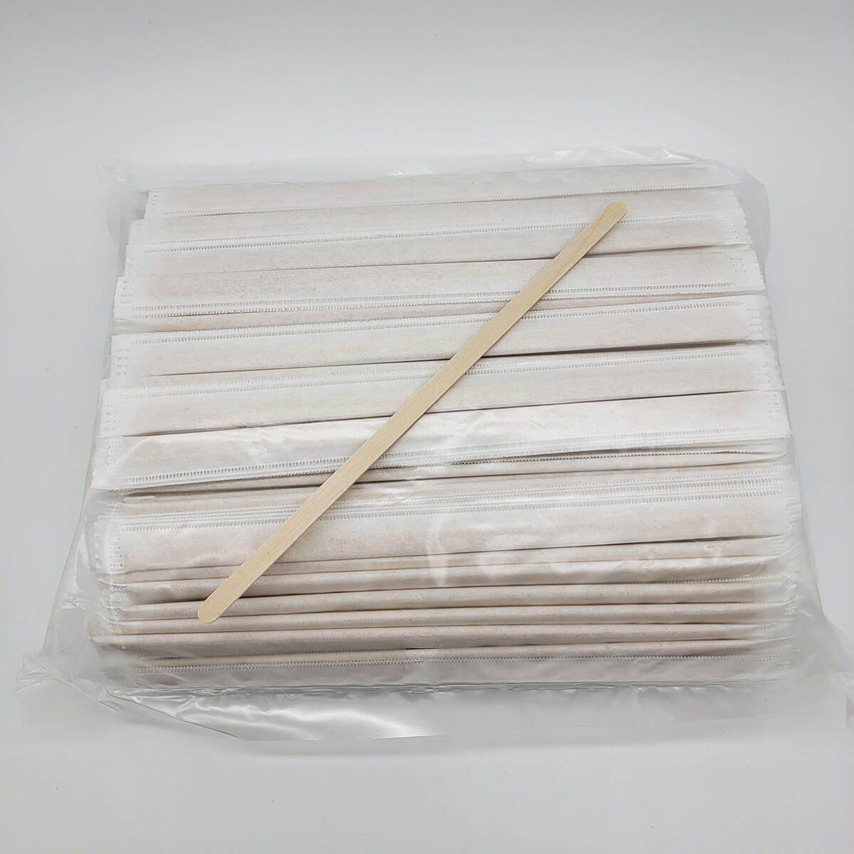 Деревянные размешиватели 180 мм в индивидуальной бумажной упаковке