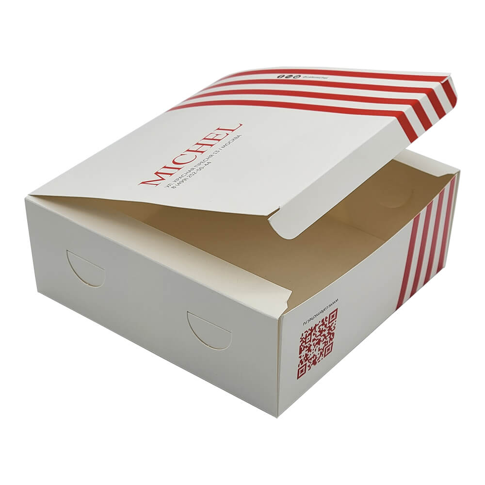 Бумажная коробка для выпечки 180х180х70 мм в открытом виде